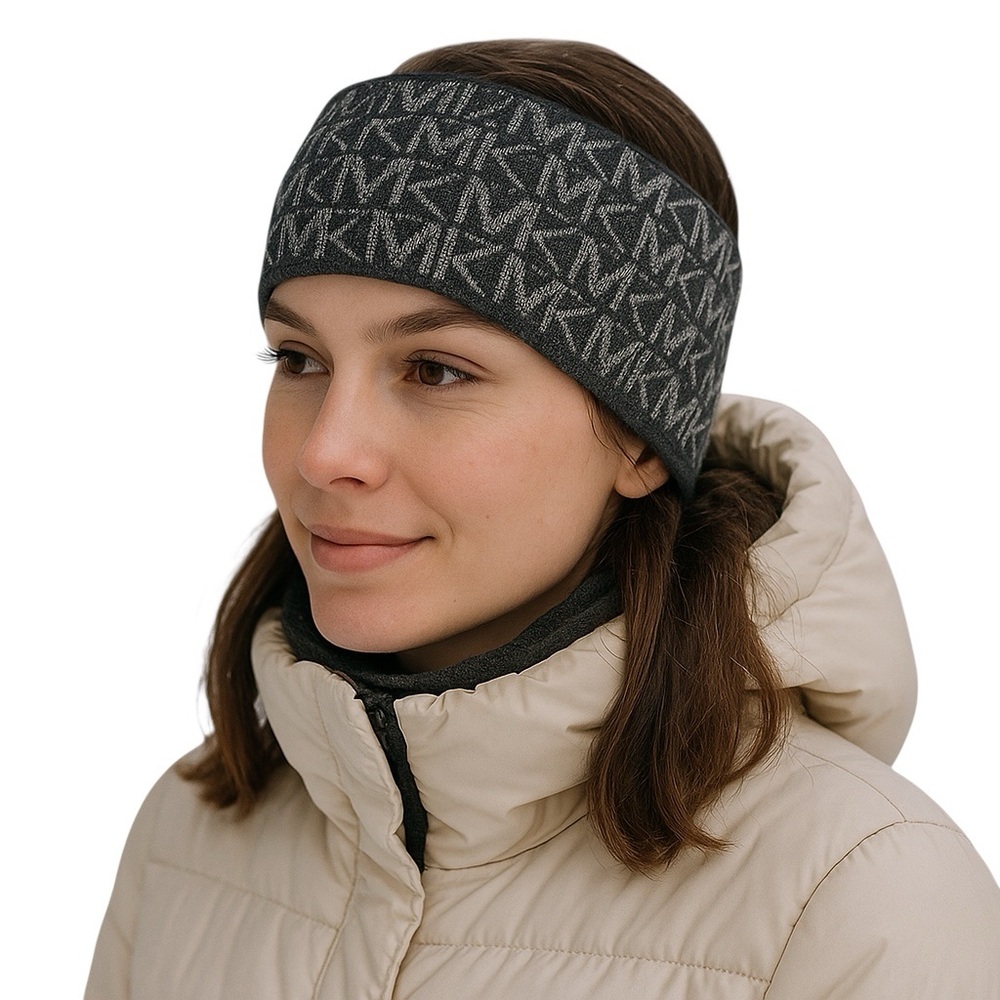 Michael Kors Logo Knit Headband One Size Reversible Monogram New!